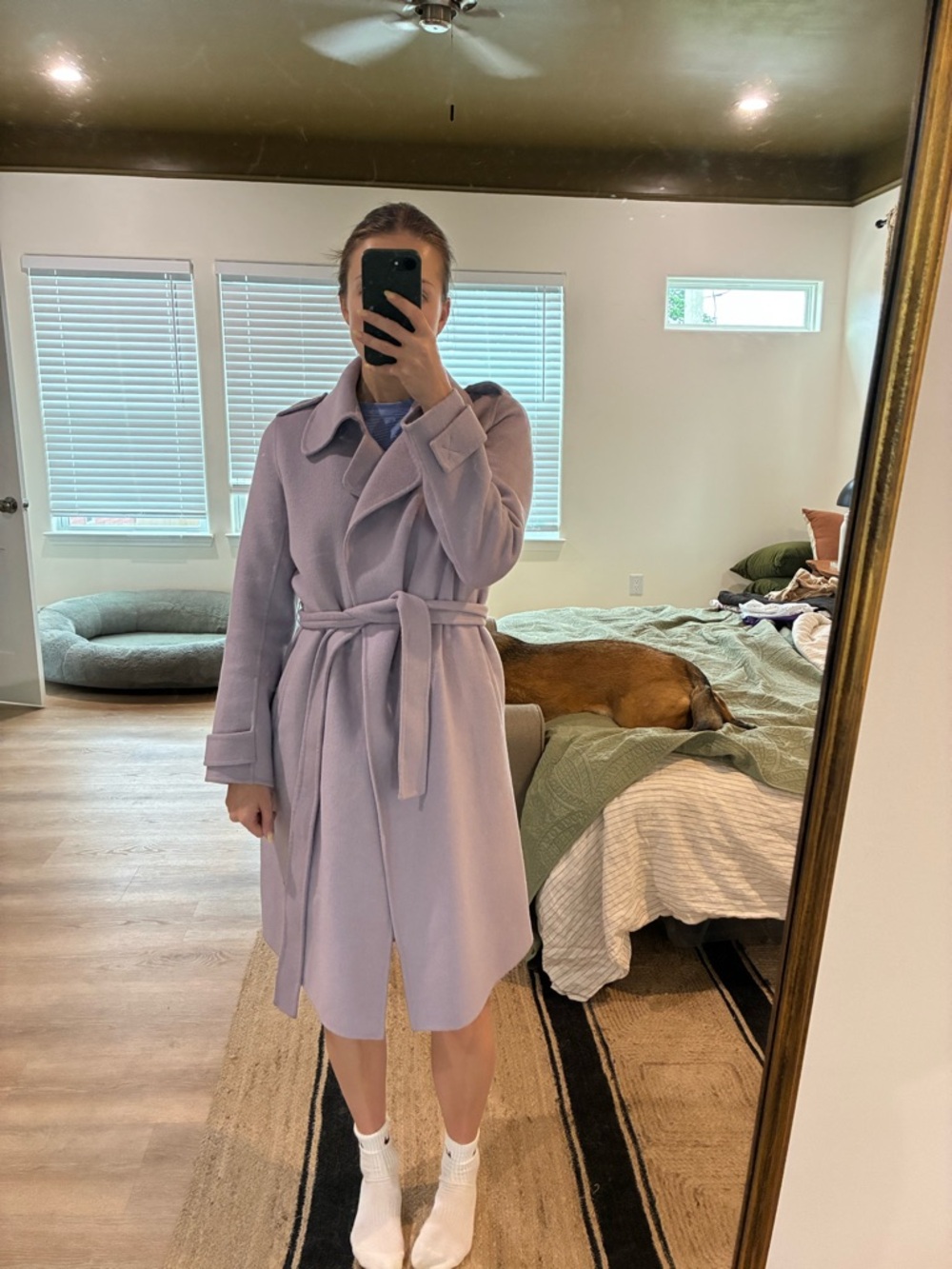 Badgley Mischka Purple Wool Trench Coat - Picture 2 of 8